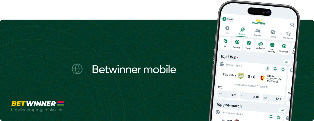 Accessing Betwinner on mobile in Gambia