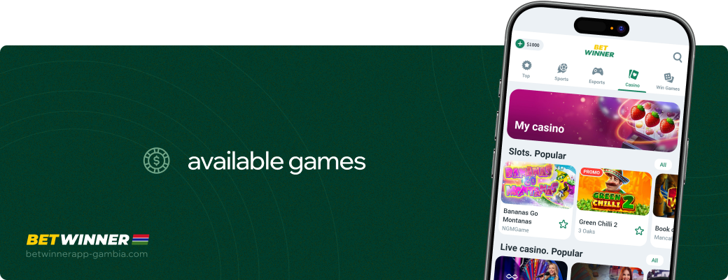 Available games Betwinner APP Gambia