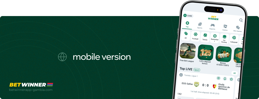 Mobile version Betwinner APP Gambia